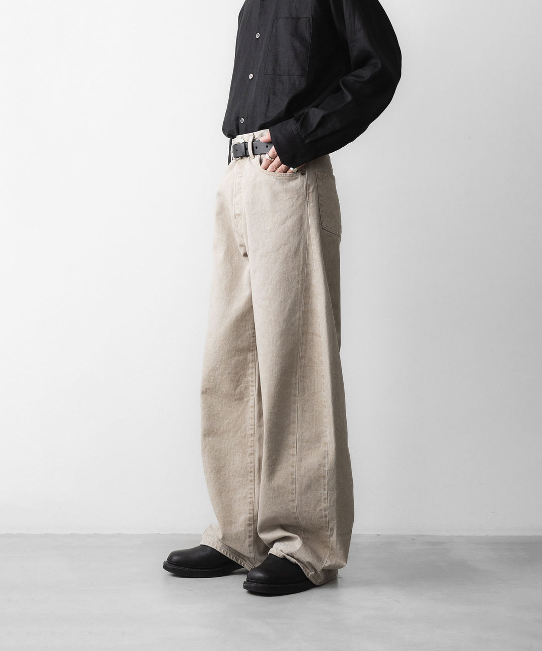 【ssstein】 DEFORMATION WIDE COLOR DENIM PANTS - BEIGE