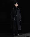 【INTÉRIM】HAIRY WOOL DIAGONAL HYPER BIG BELTED OVER COAT - BLACK