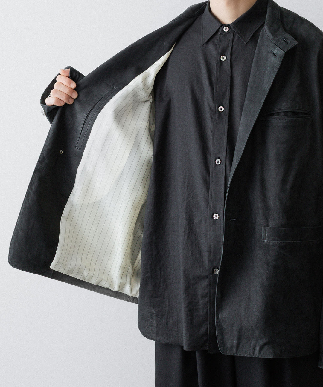 【phebus】COW NUBUCK JACKET - CHARCOAL