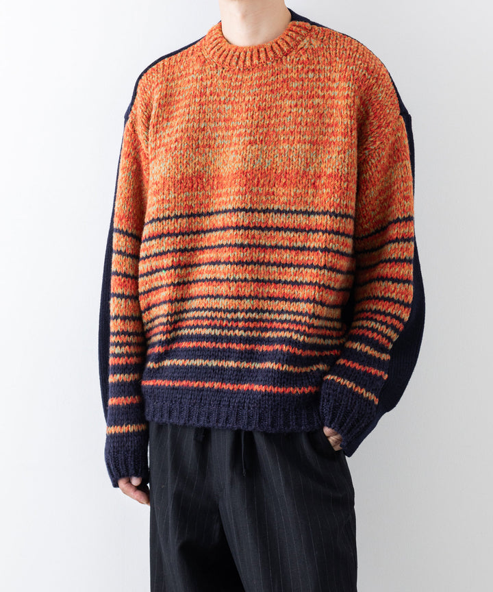 stein(シュタイン)の23AWコレクションCOLOR COMBINATION KNIT LSのORANGE × NAVY