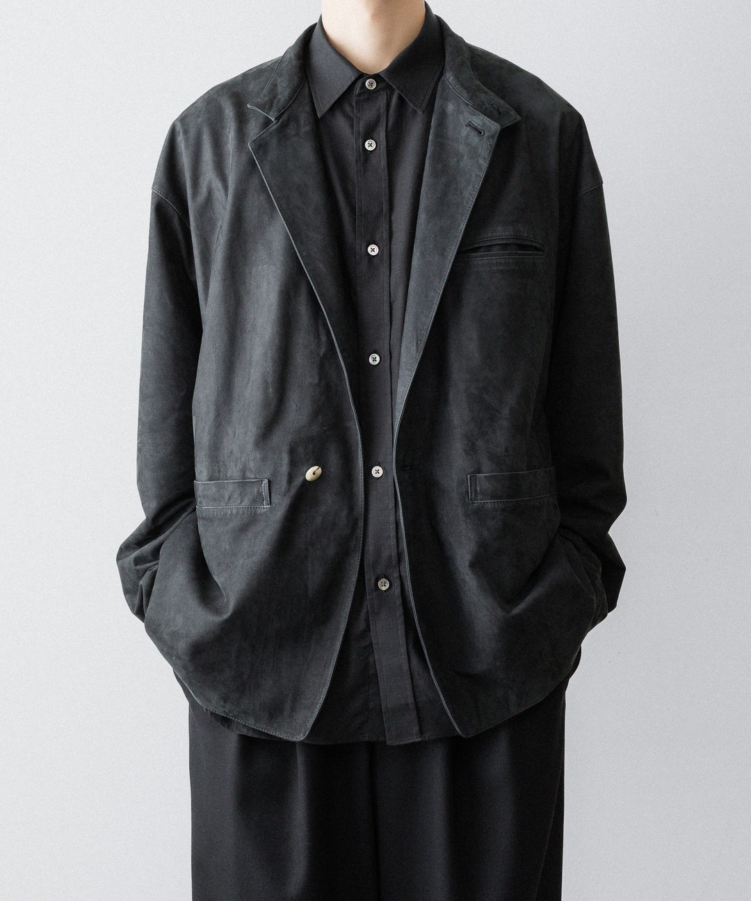 【phebus】COW NUBUCK JACKET - CHARCOAL