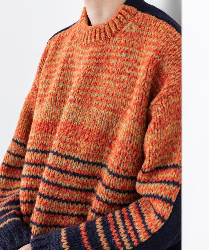 stein(シュタイン)の23AWコレクションCOLOR COMBINATION KNIT LSのORANGE × NAVY