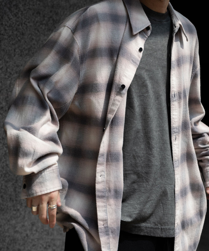 【 VEIN 】ORGANIC COTTON OMBRE CHECK L/S SHIRT - C.GRAY公式通販サイトsession福岡セレクトショップ