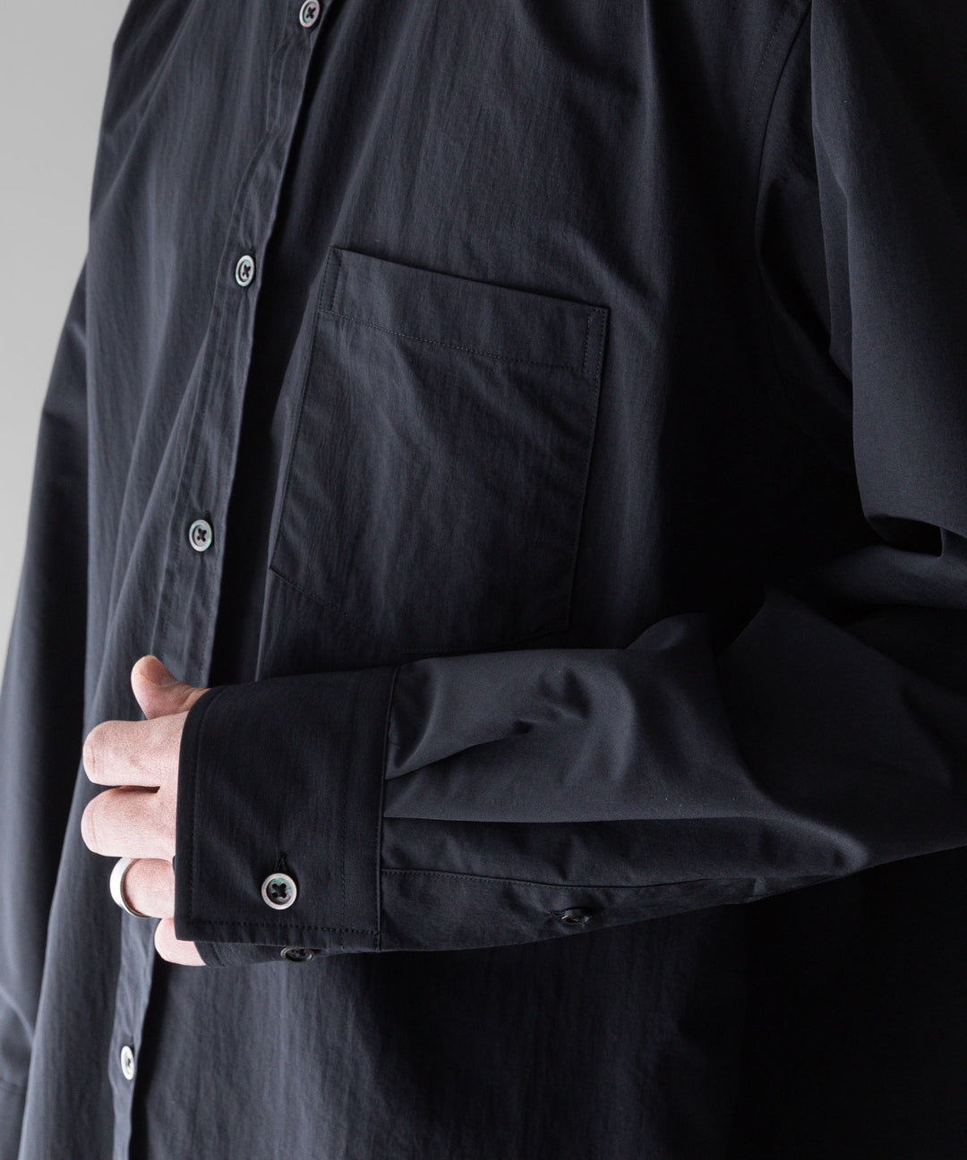 【stein】ssstein シュタインのWINDPROOF NYLON STANDARD SHIRTのBLACK  公式通販サイトsession福岡セレクトショップ