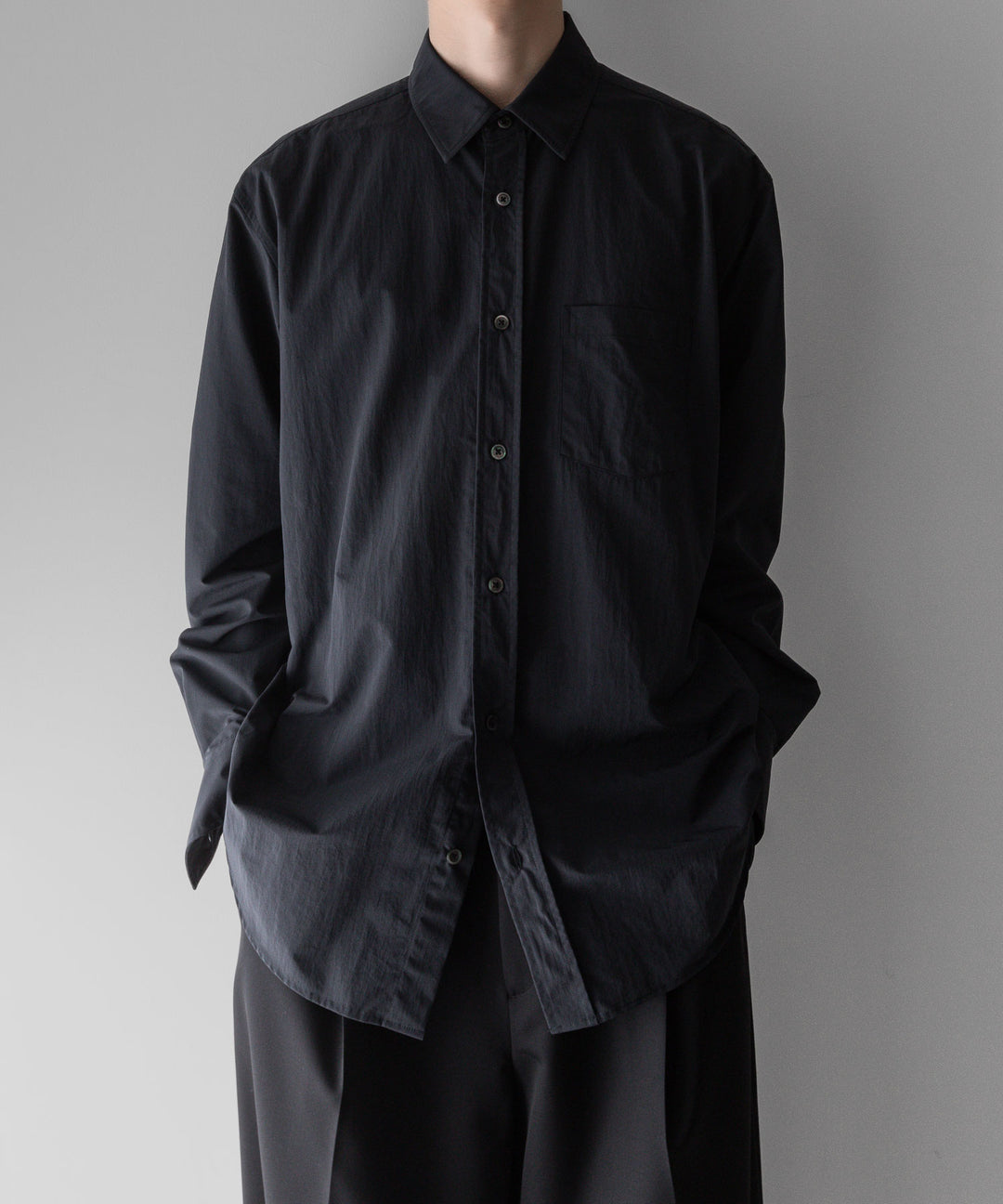 【stein】ssstein シュタインのWINDPROOF NYLON STANDARD SHIRTのBLACK  公式通販サイトsession福岡セレクトショップ