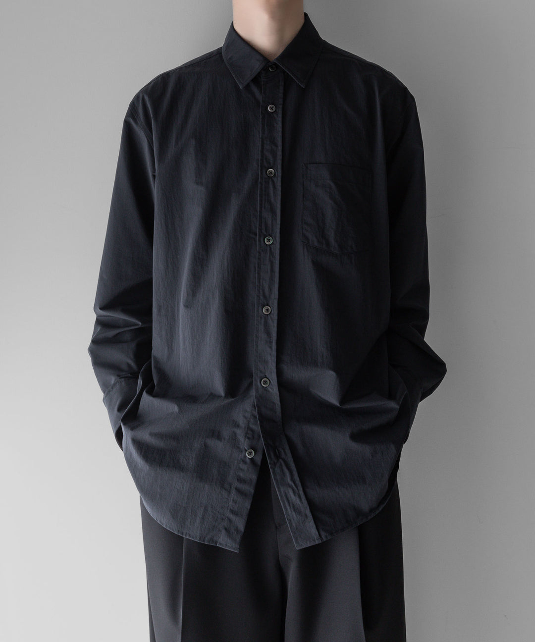 【stein】ssstein シュタインのWINDPROOF NYLON STANDARD SHIRTのBLACK  公式通販サイトsession福岡セレクトショップ
