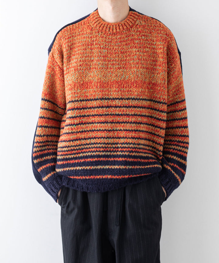 stein(シュタイン)の23AWコレクションCOLOR COMBINATION KNIT LSのORANGE × NAVY