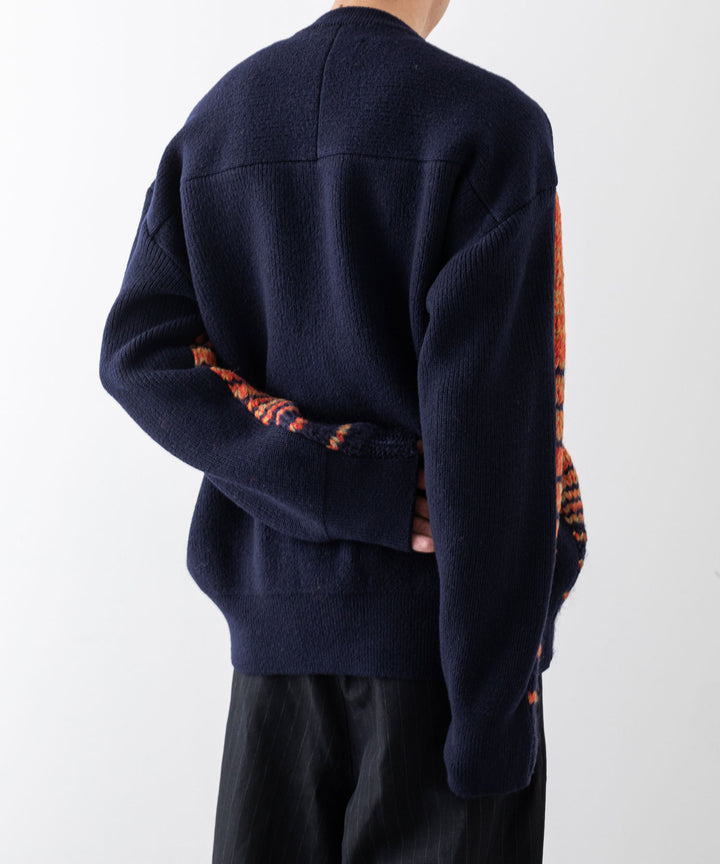 stein(シュタイン)の23AWコレクションCOLOR COMBINATION KNIT LSのORANGE × NAVY