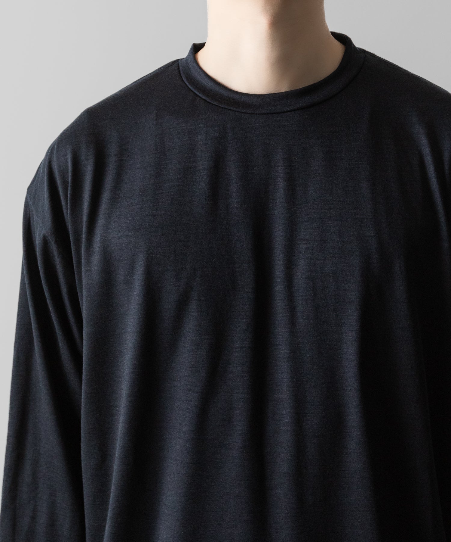 【INTÉRIM】EXTRA FINE MERINO WOO JERSEYL L/S TEE - D.NAVY