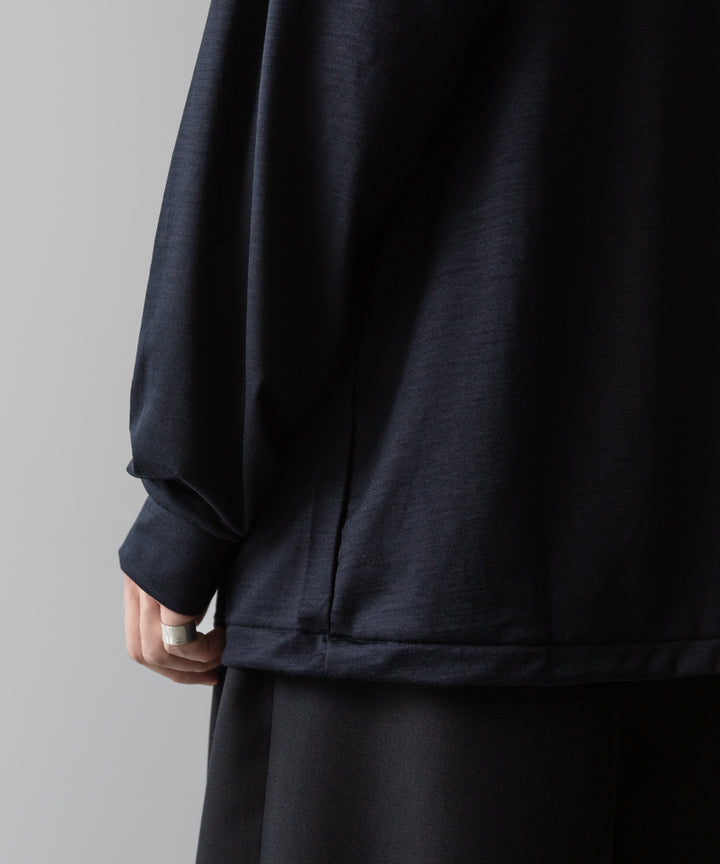 【INTÉRIM】EXTRA FINE MERINO WOO JERSEYL L/S TEE - D.NAVY