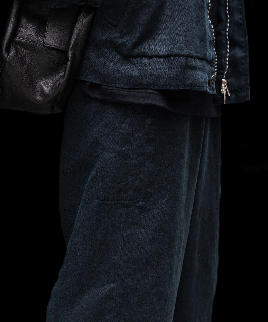 ssstein(シュタイン)のHEAVY LINEN HERRINGBONE WIDE EASY TROUSERS - BLACKの公式通販サイトsession福岡セレクトショップ