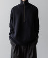【ssstein】OVERSIZED DRIVERS KNIT HALF ZIP PULLOVER - DARK NAVY