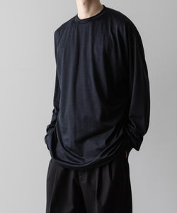 【INTÉRIM】EXTRA FINE MERINO WOO JERSEYL L/S TEE - D.NAVY