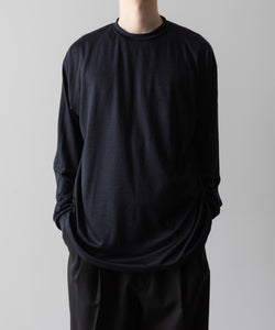 【INTÉRIM】EXTRA FINE MERINO WOO JERSEYL L/S TEE - D.NAVY