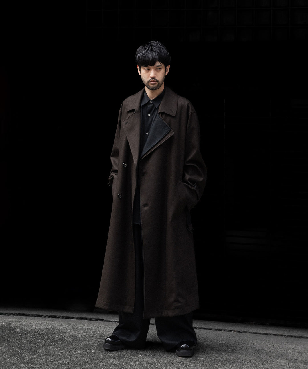 【ssstein】EXTRA WIDE TROUSERS (2/90 WOOL GABARDINE) - BLACK