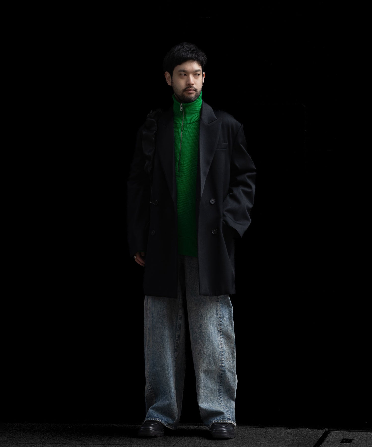 ssstein(シュタイン)のW/SI SATIN PEAK LAPEL SHORT COAT - BLACKの公式通販サイトsession福岡セレクトショップ