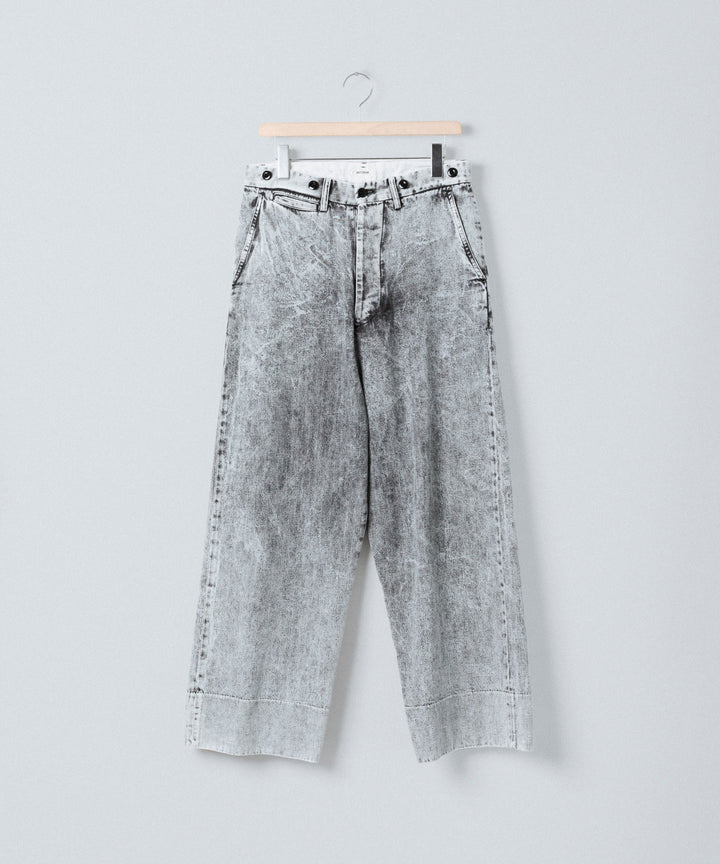 【INTÉRIM】VINTAGE FADE LIGHT DENIM MIL BAGGY TROUSER - LIGHT BLACK