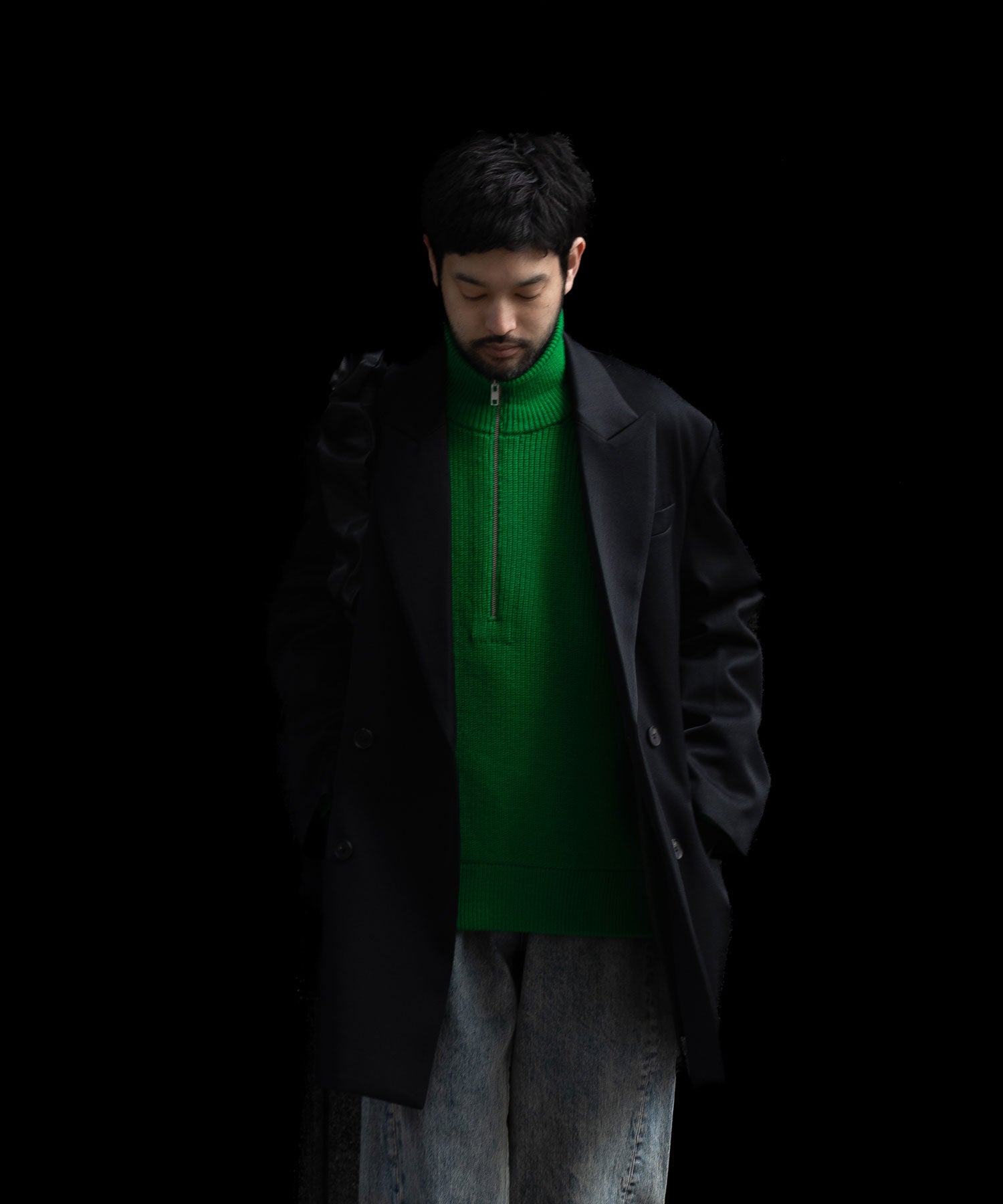 ssstein(シュタイン)の24AWコレクション OVERSIZED DRIVERS KNIT HALF ZIP PULLOVER - GREEN 公式通販サイトsession福岡セレクトショップ