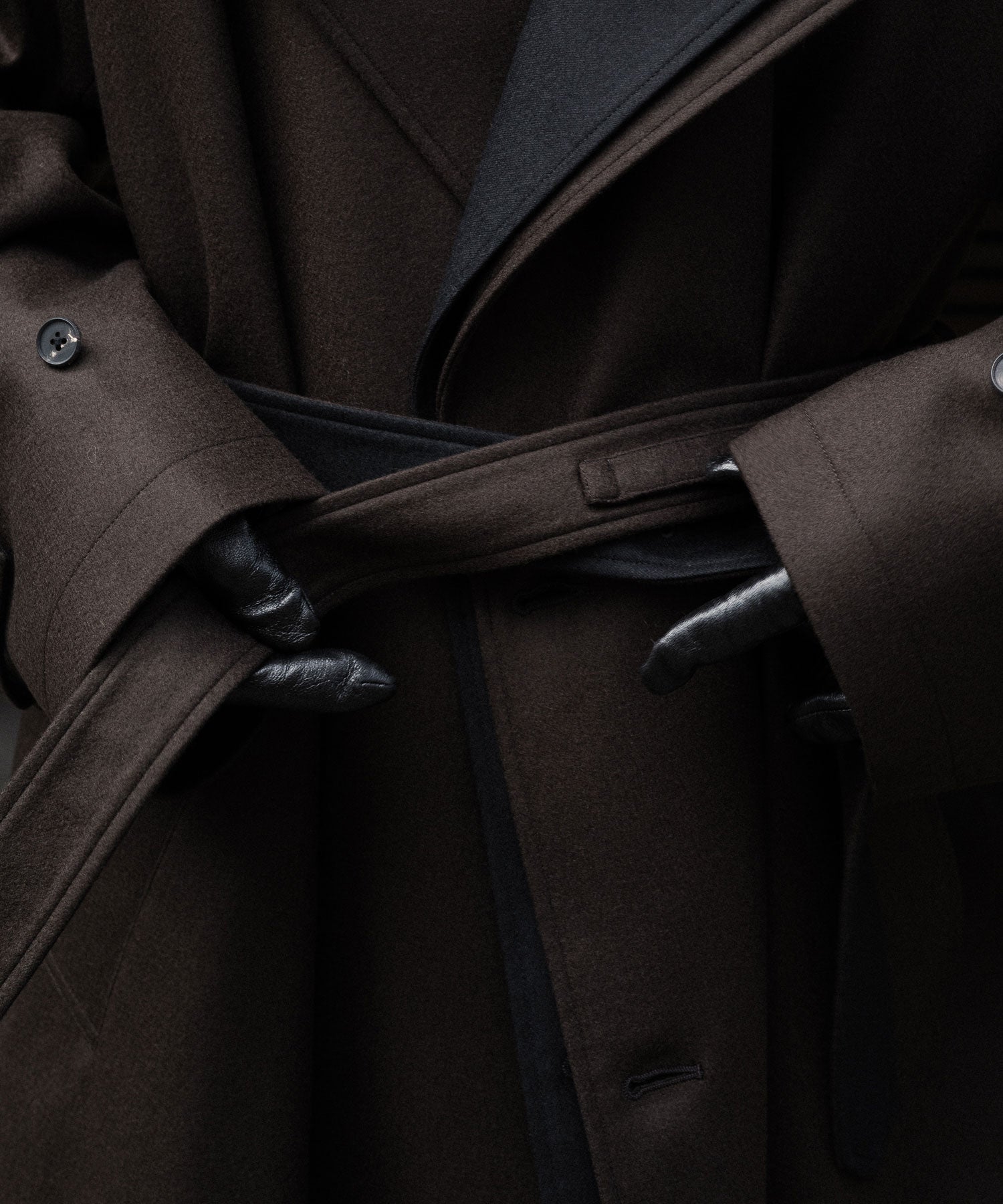 【ssstein】DOUBLE LAPELED DOUBLE BREASTED COAT - GREY BROWN
