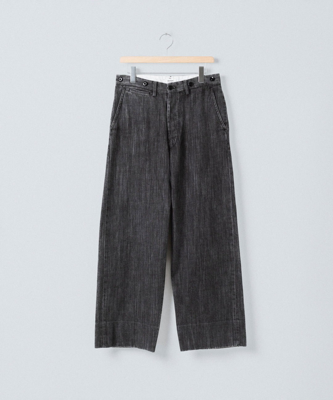 【INTÉRIM】VINTAGE FADE LIGHT DENIM MIL BAGGY TROUSER - MID BLACK