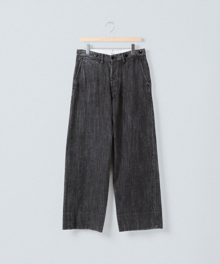【INTÉRIM】VINTAGE FADE LIGHT DENIM MIL BAGGY TROUSER - MID BLACK