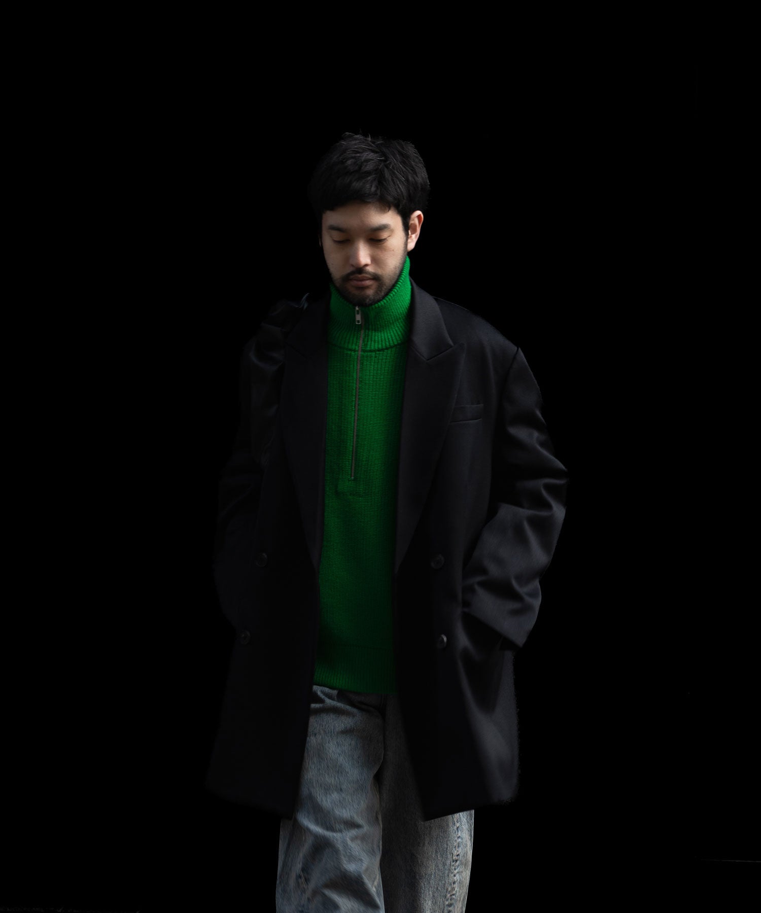 ssstein(シュタイン)のW/SI SATIN PEAK LAPEL SHORT COAT - BLACKの公式通販サイトsession福岡セレクトショップ