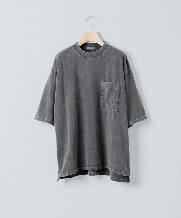 【INTÉRIM】HYPER BIG VINTAGE FADE BLACK POCKET T-SHIRT - LIGHT BLACK