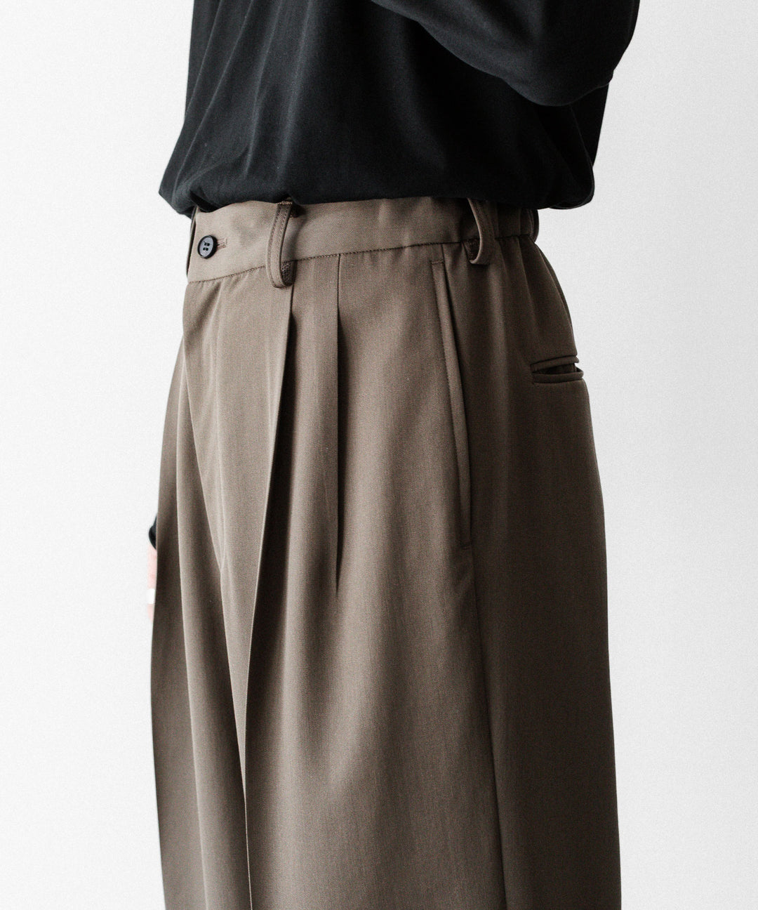 ssstein(シュタイン)のEASY LONG WIDE TROUSERS (2/90 WOOL GABARDINE) - DARK BEIGEの公式通販サイトsession福岡セレクトショップ