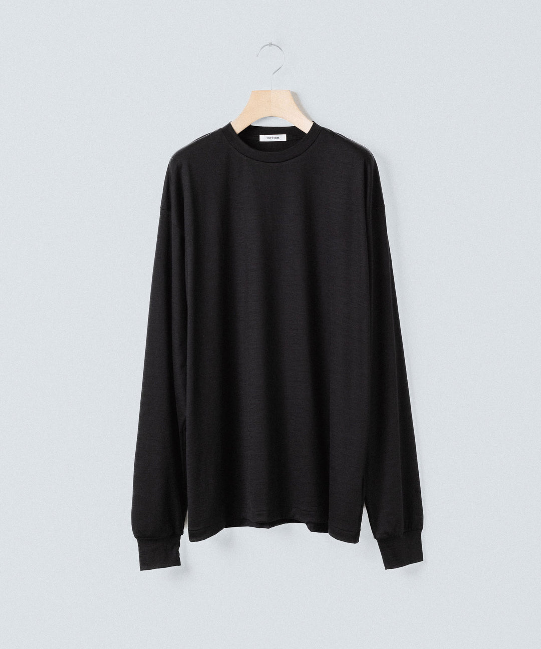 【INTÉRIM】    EXTRA FINE MERINO WOOL JERSEY L/S TEE - BLACK