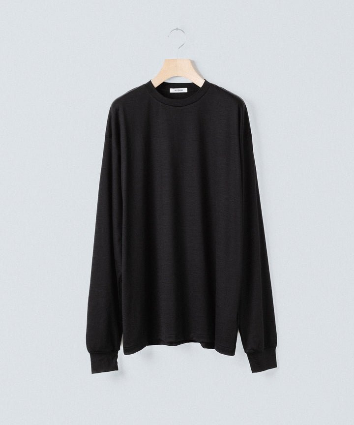 【INTÉRIM】    EXTRA FINE MERINO WOOL JERSEY L/S TEE - BLACK