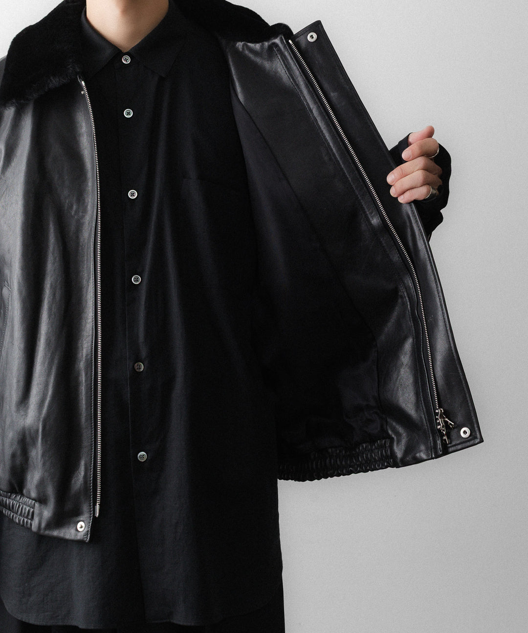 ssstein(シュタイン)のMOUTON COLLAR CALF ZIP JACKET - BLACKの公式通販サイトsession福岡セレクトショップ