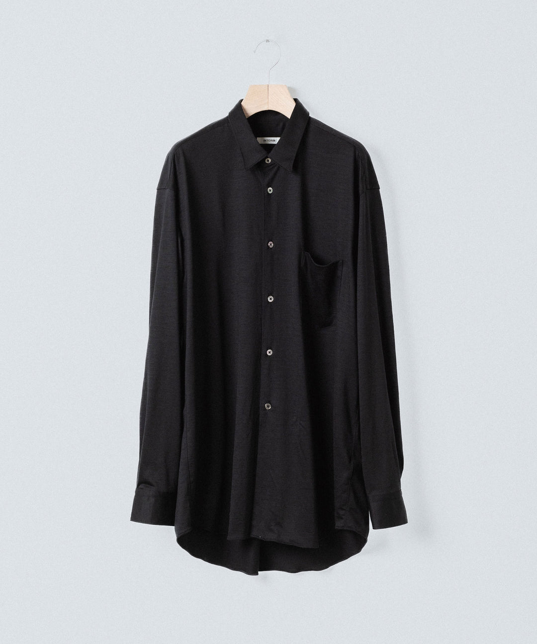 INTÉRIM インテリムEXTRA FINE MERINO WOOL JERSEY L/S REGULAR COLLAR SHIRTのBLACK 公式通販サイトsession福岡セレクトショップ