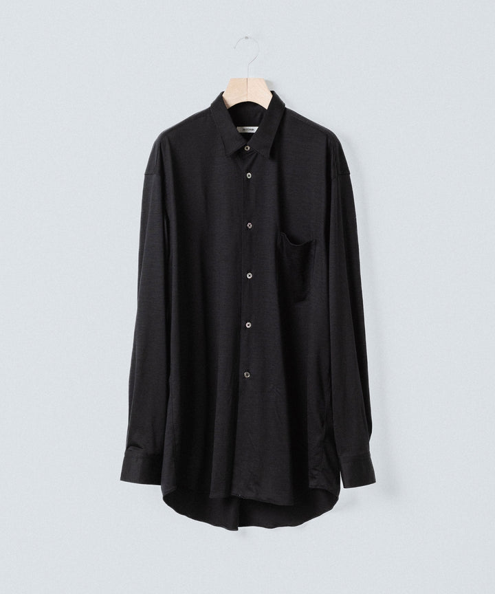 INTÉRIM インテリムEXTRA FINE MERINO WOOL JERSEY L/S REGULAR COLLAR SHIRTのBLACK 公式通販サイトsession福岡セレクトショップ