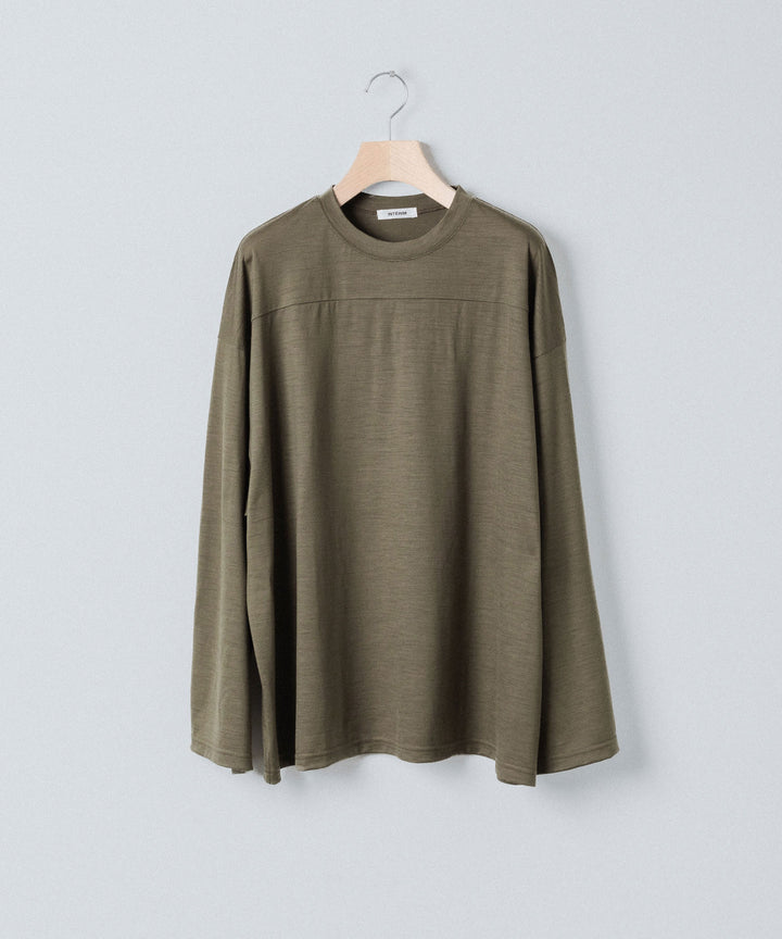 【INTÉRIM】    HYPER BIG EXTRA FINE MERINO WOOL JERSEY FOOTBALL L/S TEE - SAGE