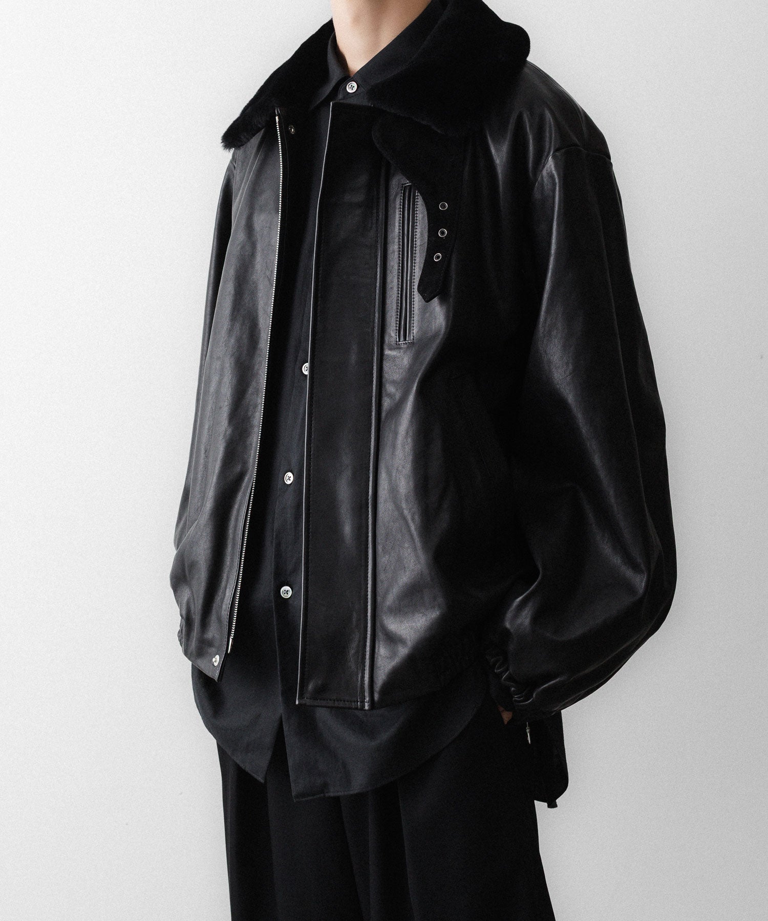 ssstein / シュタイン】MOUTON COLLAR CALF ZIP JACKET - BLACK | 公式 ssstein / シュタイン】MOUTON COLLAR CALF ZIP JACKET - BLACK | 公式