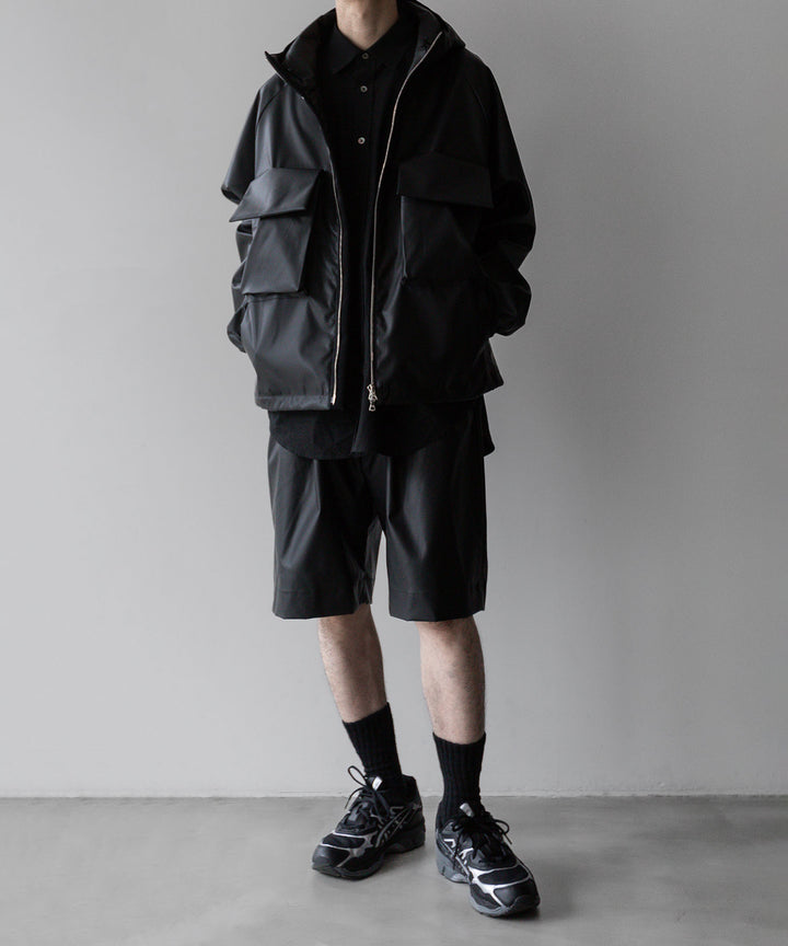 stein(シュタイン)の24SSコレクションHOODED SHORT JACKETのBLACK(CORTING) 