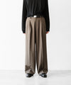 【ssstein】 EASY LONG WIDE TROUSERS (2/90 WOOL GABARDINE) - DARK BEIGE