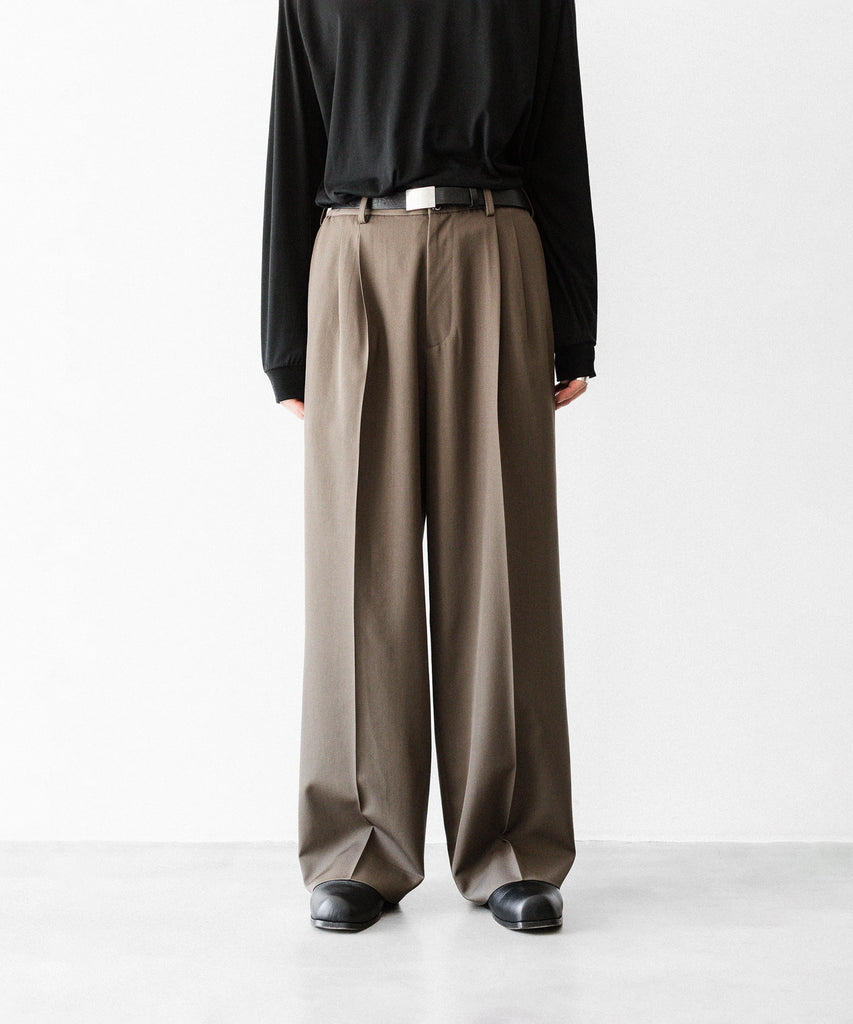 ssstein LONG WIDE TROUSERS トープベージュ 裾上げ済み ssstein / シュタイン】EASY LONG WIDE TROUSERS (2/90 WOOL GABARDINE