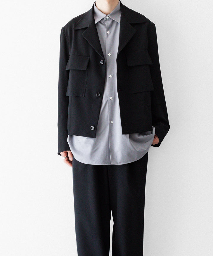 【UJOH】ULSTER COLLAR SHORT JKT - BLACK