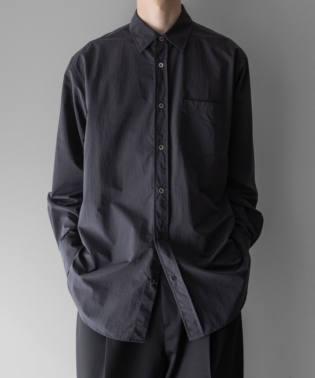 【stein】ssstein シュタインのWINDPROOF NYLON STANDARD SHIRTのDARK GREY KHAKI 公式通販サイトsession福岡セレクトショップ