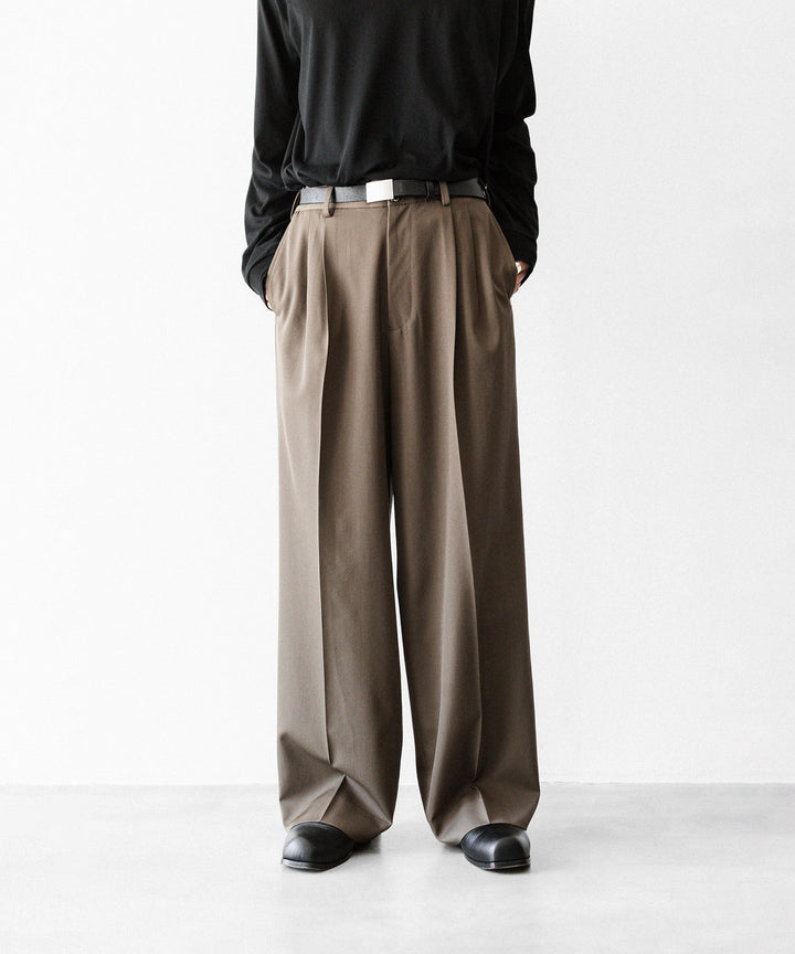 ssstein(シュタイン)のEASY LONG WIDE TROUSERS (2/90 WOOL GABARDINE) - DARK BEIGEの公式通販サイトsession福岡セレクトショップ