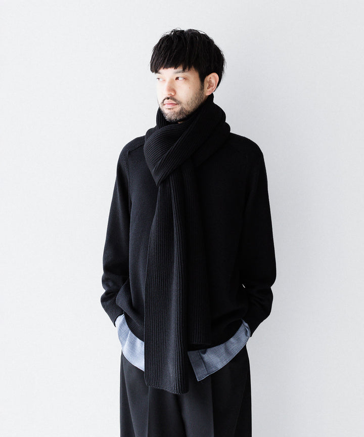 INTÉRIM インテリム LIMITED HAND FRAMED LONG MUFFLERのBLACK 公式通販サイトsession福岡セレクトショップ