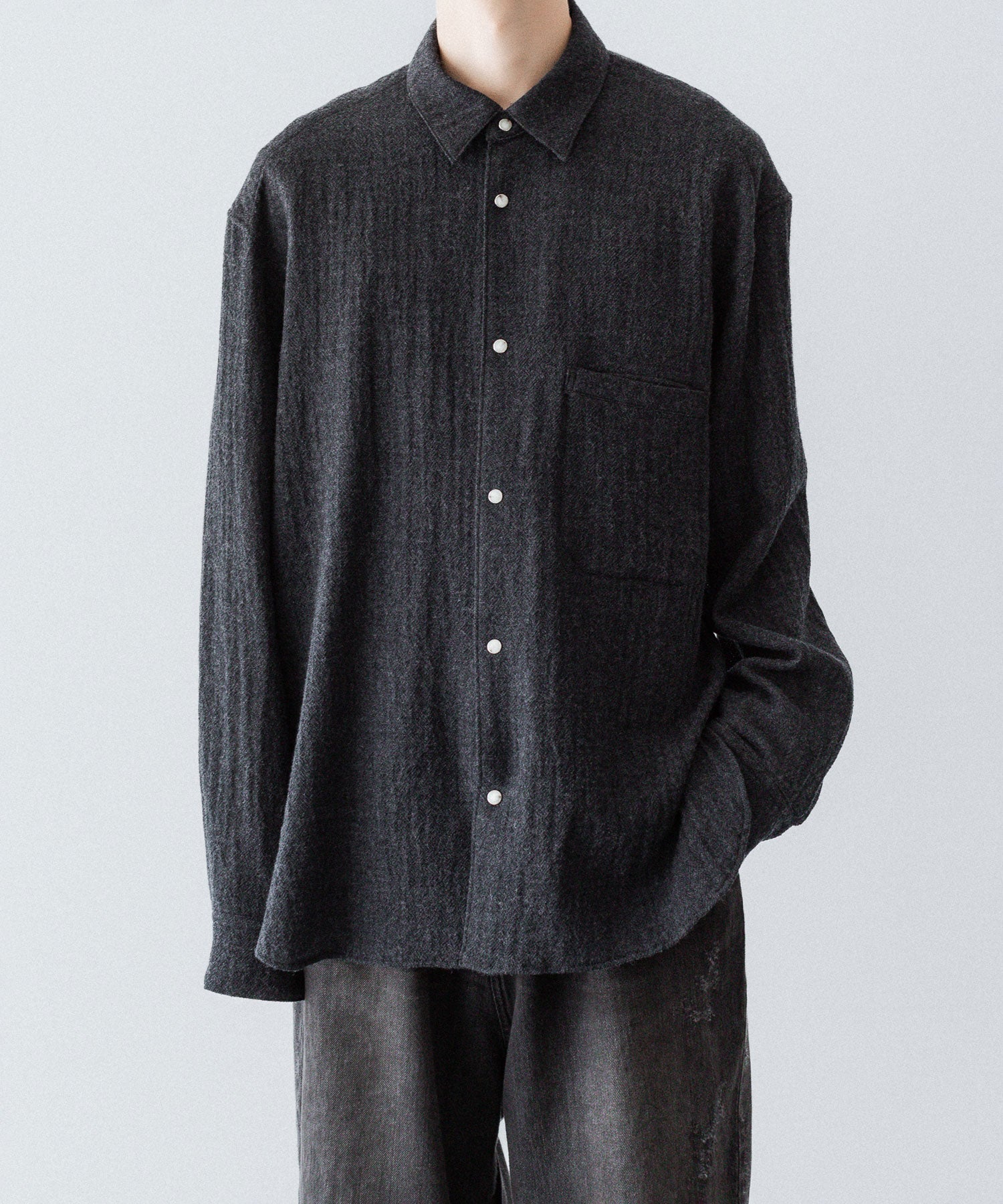 phebus フィーバス WOOL AMUNZEN SHIRTのCHARCOAL 公式通販サイトsession福岡セレクトショップ
