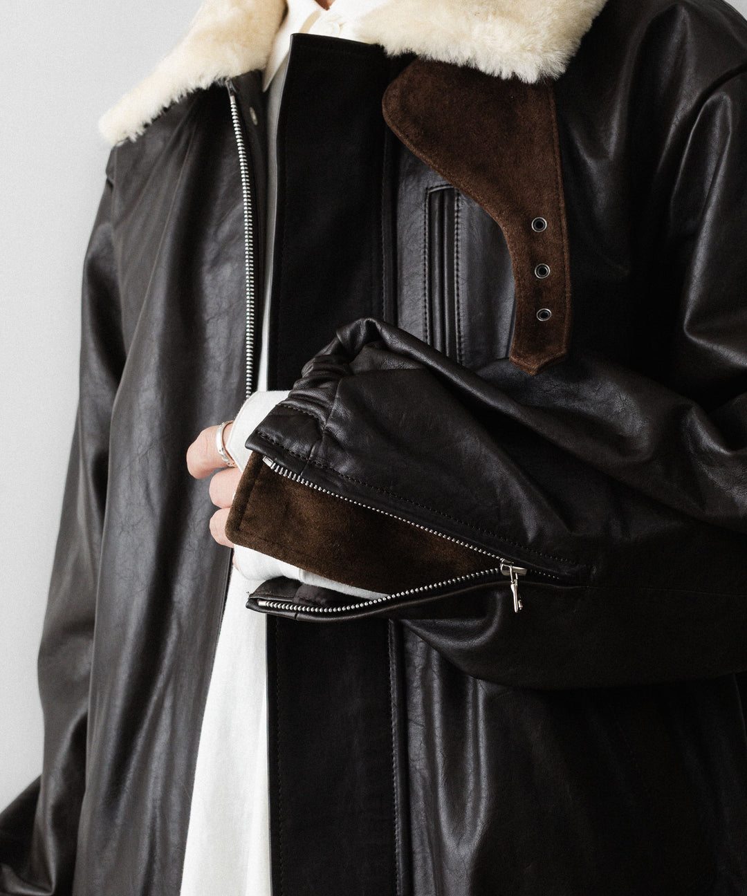 ssstein(シュタイン)のMOUTON COLLAR CALF ZIP JACKET - DARK BROWNの公式通販サイトsession福岡セレクトショップ