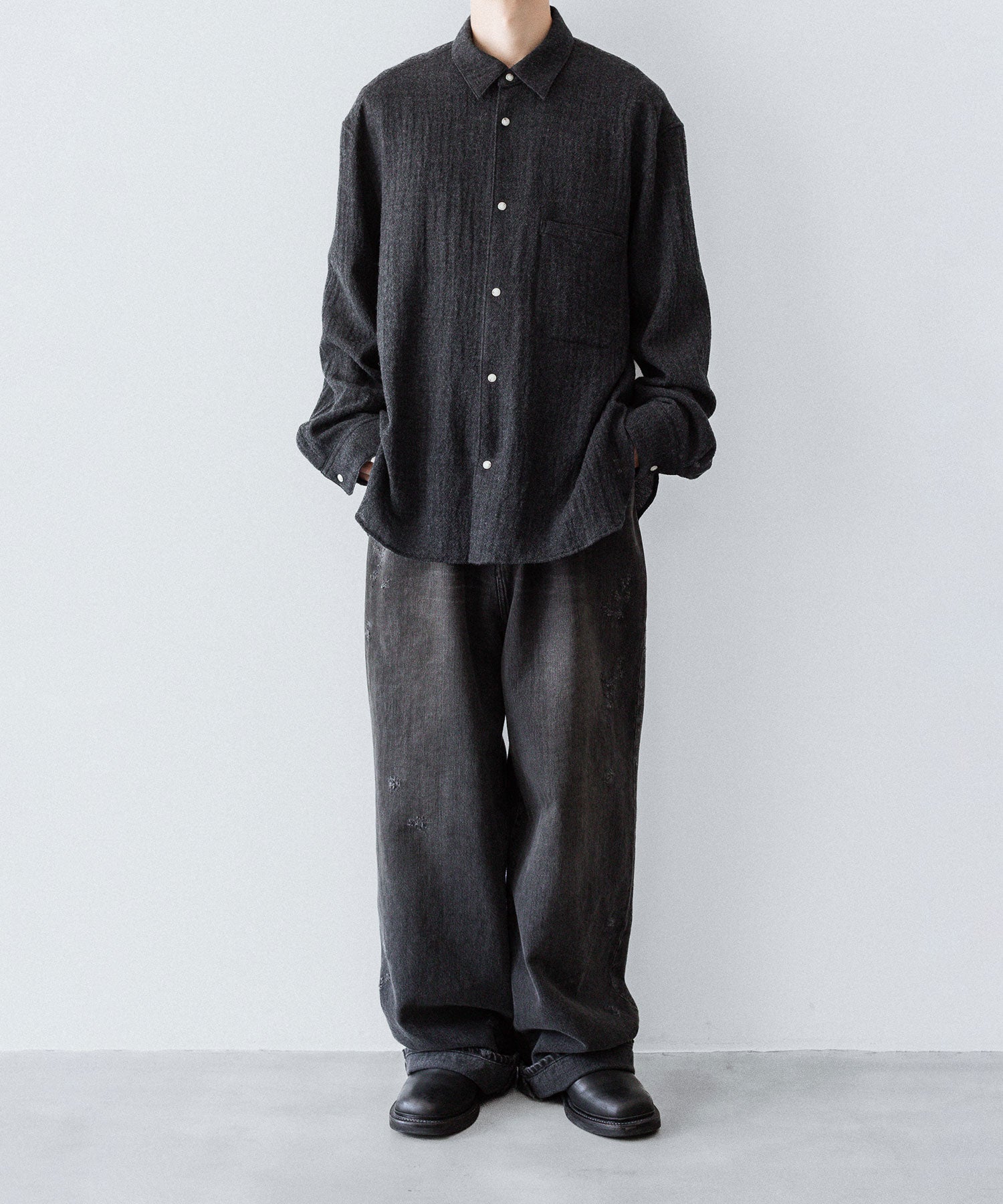 phebus フィーバス WOOL AMUNZEN SHIRTのCHARCOAL 公式通販サイトsession福岡セレクトショップ
