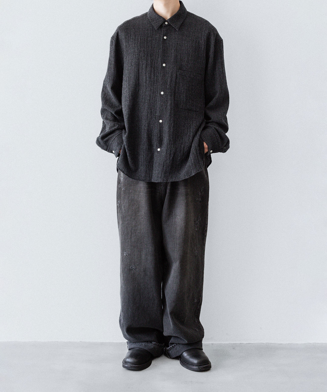phebus フィーバス WOOL AMUNZEN SHIRTのCHARCOAL 公式通販サイトsession福岡セレクトショップ