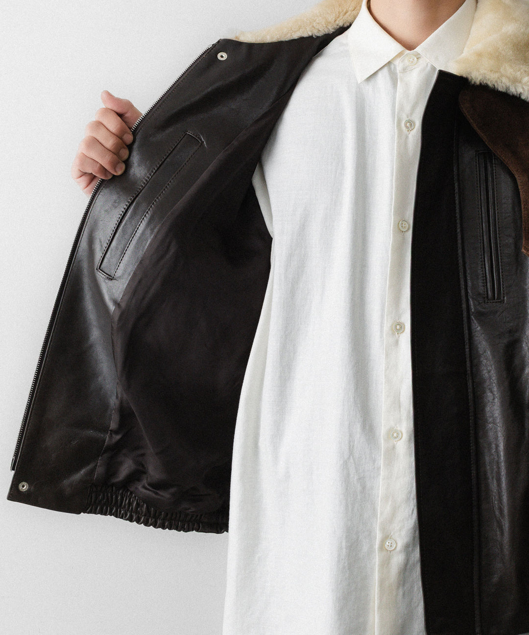 ssstein(シュタイン)のMOUTON COLLAR CALF ZIP JACKET - DARK BROWNの公式通販サイトsession福岡セレクトショップ