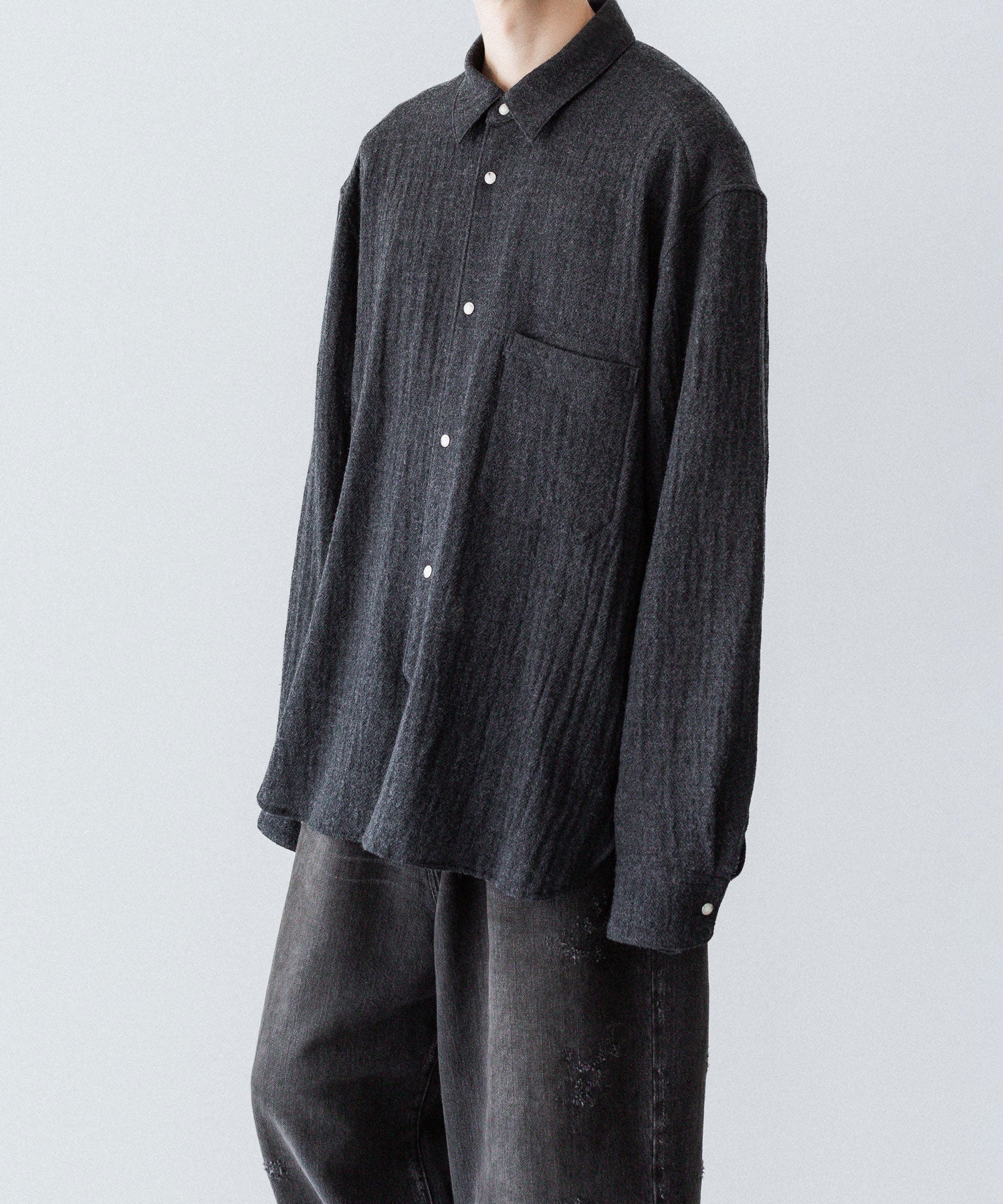 phebus フィーバス WOOL AMUNZEN SHIRTのCHARCOAL 公式通販サイトsession福岡セレクトショップ