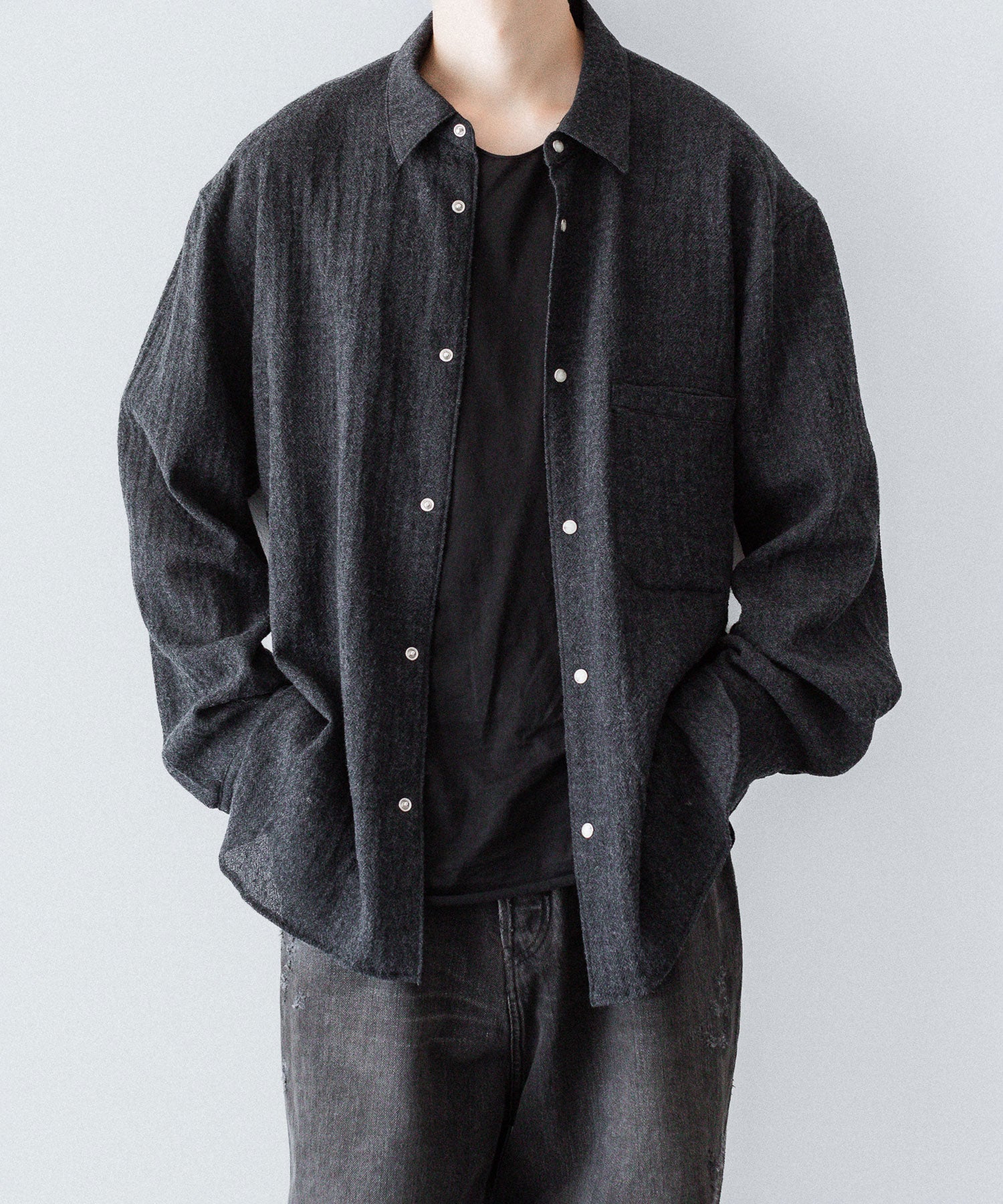 phebus フィーバス WOOL AMUNZEN SHIRTのCHARCOAL 公式通販サイトsession福岡セレクトショップ