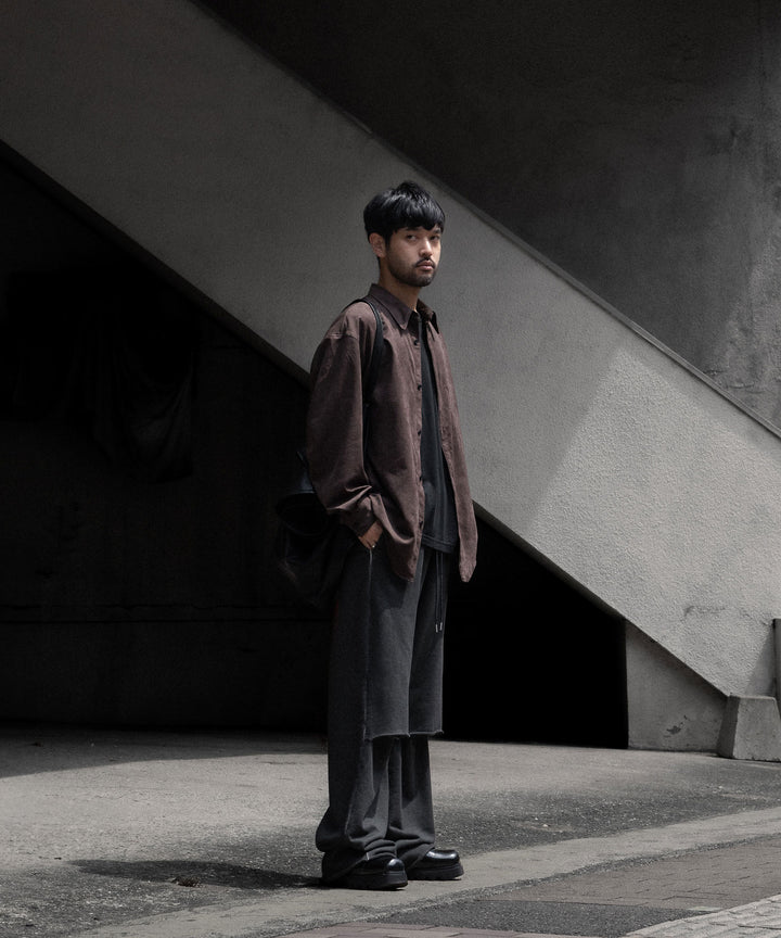 VEIN ヴェインのSYNTHETIC SUEDE LEATHER L/S SHIRT - BROWNの公式通販サイトsession福岡セレクトショップ